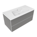 Immagine di Flaminia CUBIKA/BLOOM set con mobile sottolavabo L.105 cm, 2 cassetti, colore grey finitura opaco e lavabo L.105 cm con troppopieno, colore bianco finitura lucido BCK839LGK+BM105L