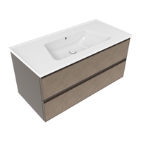 Immagine di Flaminia CUBIKA/BLOOM set con mobile sottolavabo L.105 cm, 2 cassetti, finitura fokos terra e lavabo L.105 cm con troppopieno, colore bianco finitura lucido BCK839GTK+BM105L