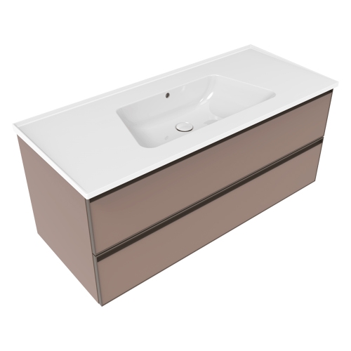 Immagine di Flaminia CUBIKA/BLOOM set con mobile sottolavabo L.120 cm, 2 cassetti, colore cipria finitura opaco e lavabo L.120 cm con troppopieno, colore bianco finitura lucido BCK949KLC+BM120L