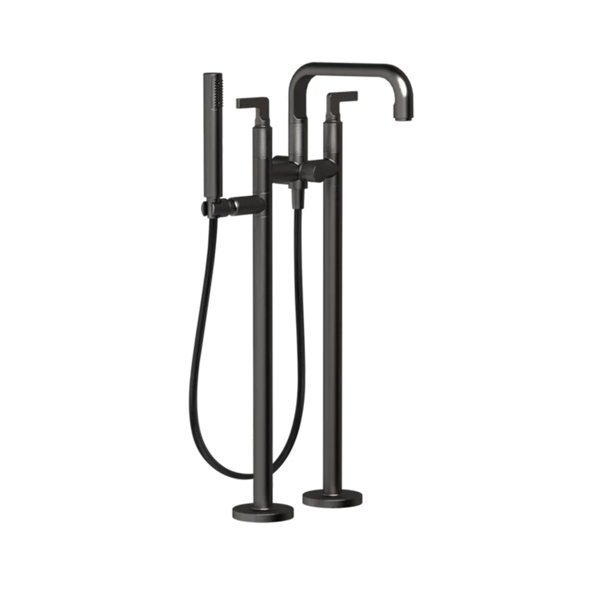 Immagine di Gessi INCISO- piantana esterno vasca, con doccetta e deviatore automatico, finitura black metal brushed PVD 58029#707