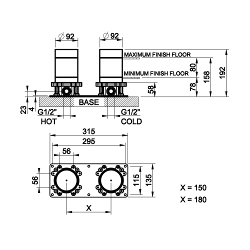 Immagine di Gessi Parte incasso per piantana vasca 65099#031