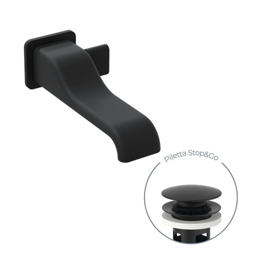 Immagine di Flaminia NOKE’ miscelatore monocomando lavabo ad incasso, completo di piletta Stop&Go e corpo incasso, colore nero finitura opaco NK3230NE