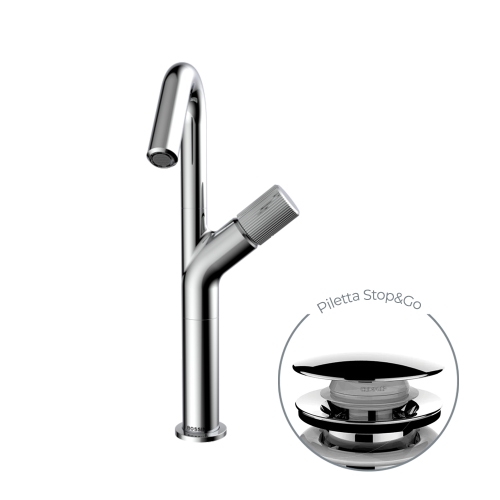 Immagine di Bossini PLY miscelatore monocomando H.31 cm per lavabo, con scarico 1"1/4 click-clack, finitura cromo Z00903000030005