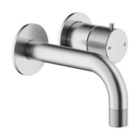 Immagine di Nobili RESPIRO miscelatore monocomando a parete P.15 cm per lavabo, senza scarico e senza corpo incasso, finitura inox spazzolato RS131199IX