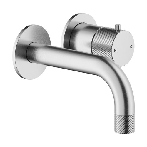 Immagine di Nobili RESPIRO miscelatore monocomando a parete P.15 cm per lavabo, senza scarico e senza corpo incasso, finitura inox spazzolato RS131199IX