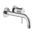 Immagine di Nobili RESPIRO miscelatore monocomando a parete P.20 cm per lavabo, senza scarico e senza corpo incasso, finitura inox spazzolato RS131199/1IX