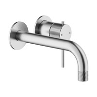 Immagine di Nobili RESPIRO miscelatore monocomando a parete P.20 cm per lavabo, senza scarico e senza corpo incasso, finitura inox spazzolato RS131199/1IX