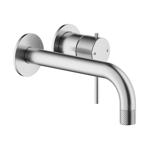 Immagine di Nobili RESPIRO miscelatore monocomando a parete P.20 cm per lavabo, senza scarico e senza corpo incasso, finitura inox spazzolato RS131199/1IX