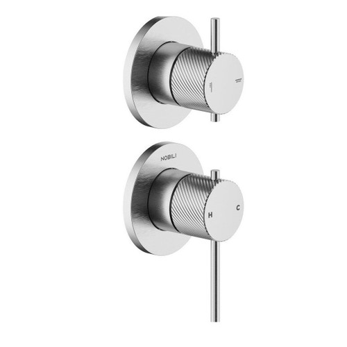 Immagine di Nobili RESPIRO miscelatore monocomando a parete per doccia, 2 o 3 vie, senza corpo incasso, finitura inox spazzolato WE81102/1RSIX