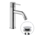 Immagine di Nobili RESPIRO miscelatore monocomando H.20 cm per lavabo, con scarico push 1 1/4”, finitura inox spazzolato RS131118/2IX