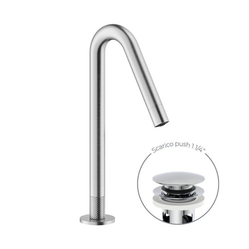 Immagine di Nobili RESPIRO bocca per miscelatore monocomando lavabo, con scarico push 1 1/4", finitura inox spazzolato AV00156/24IX