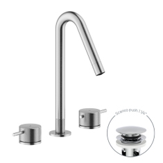 Immagine di Nobili RESPIRO batteria 3 fori per lavabo, con scarico push 1 1/4", finitura inox spazzolato RS131211/2IX