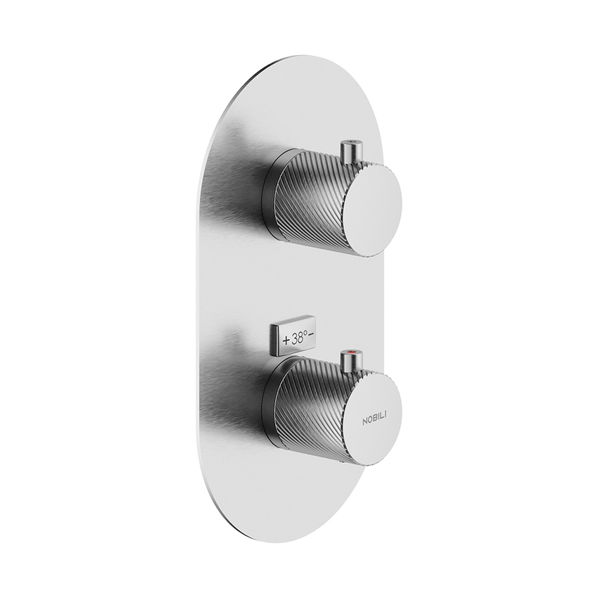 Immagine di Nobili RESPIRO miscelatore termostatico per doccia ad incasso, a 1 o 2 vie, senza corpo incasso, finitura inox spazzolato WE00101/RSIX