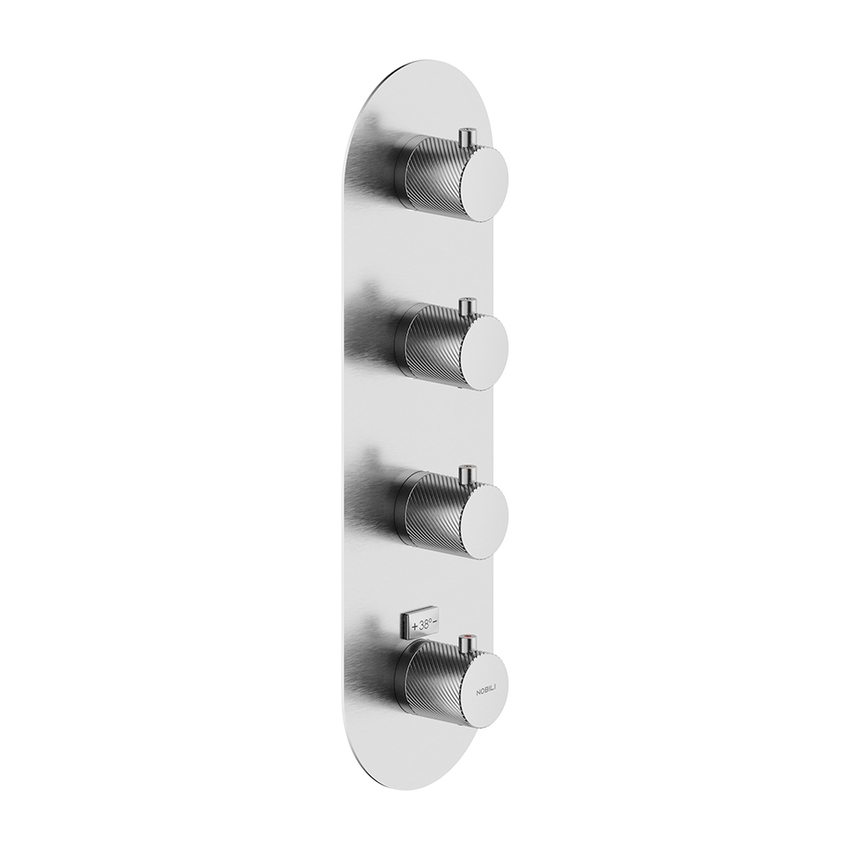 Immagine di Nobili RESPIRO miscelatore termostatico per doccia ad incasso, a 3 o 4 vie, senza corpo incasso, finitura inox spazzolato WE00103/RSIX
