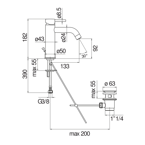 Immagine di Nobili LIVE miscelatore monocomando H.18 cm per lavabo, con scarico e sistema Snap, finitura cromo LV00118/15CR