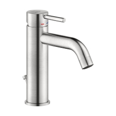 Immagine di Nobili LIVE miscelatore monocomando H.18 cm per lavabo, con scarico e sistema Snap, finitura inox spazzolato LV00118/15IX