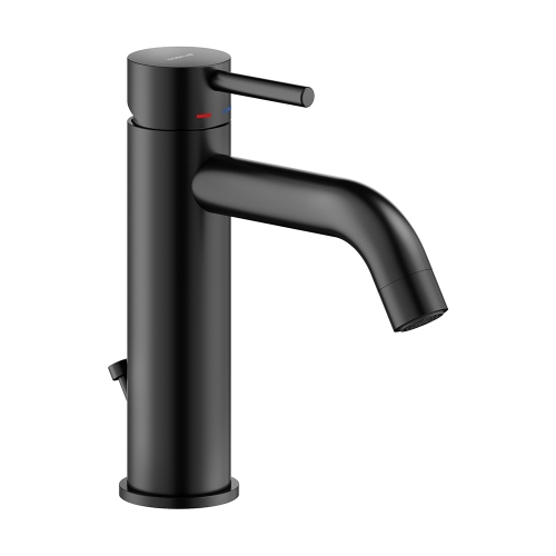 Immagine di Nobili LIVE miscelatore monocomando H.18 cm per lavabo, con scarico e sistema Snap, colore mora finitura opaco LV00118/15BM