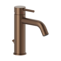 Immagine di Nobili LIVE miscelatore monocomando H.18 cm per lavabo, con scarico e sistema Snap, colore tabacco finitura opaco LV00118/15TA