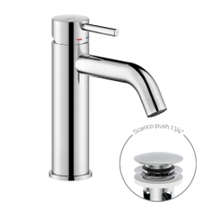 Immagine di Nobili LIVE miscelatore monocomando H.18 cm per lavabo, con scarico 1 1/4” push, finitura cromo LV00118/16CR