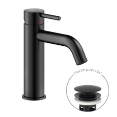 Immagine di Nobili LIVE miscelatore monocomando H.18 cm per lavabo, con scarico 1 1/4” push, colore mora finitura opaco LV00118/16BM
