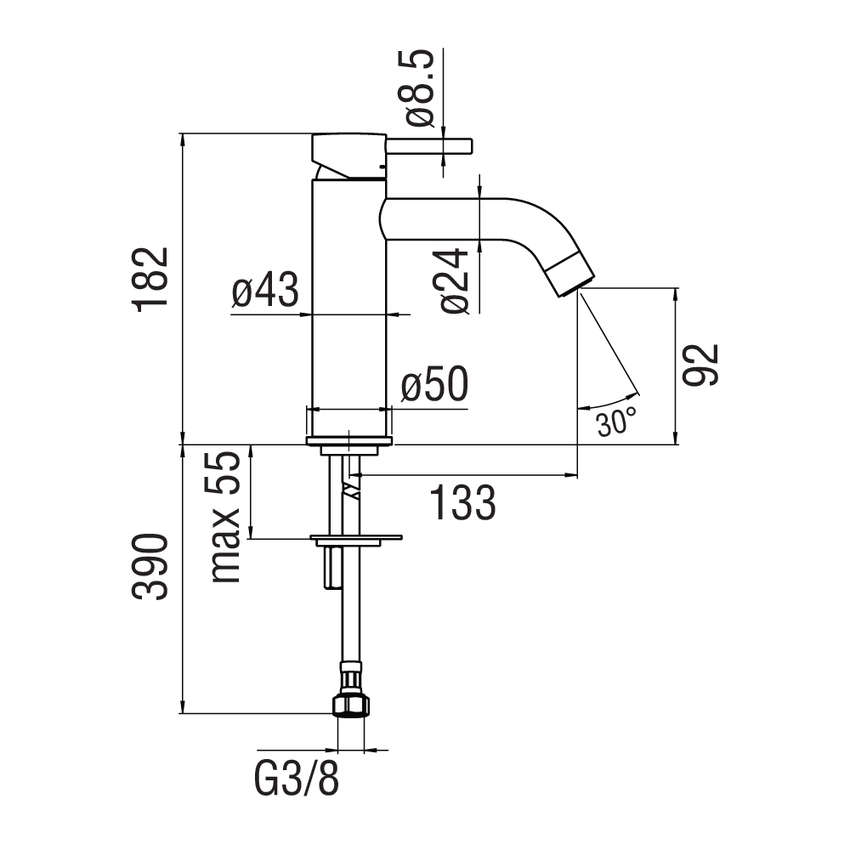 Immagine di Nobili LIVE miscelatore monocomando H.18 cm per lavabo, senza scarico, finitura cromo LV00118/17CR