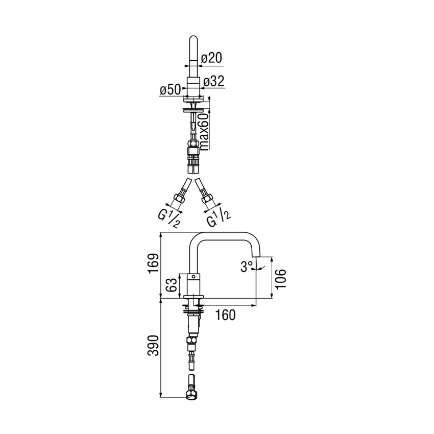 Immagine di Nobili LIVE bocca per miscelatore monocomando per lavabo, con scarico 1 1/4" push, colore mora finitura opaco AV00156/23BM