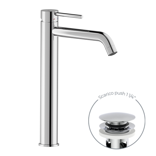 Immagine di Nobili LIVE miscelatore monocomando per bacinella, con scarico 1 1/4" push, finitura cromo LV00128/16CR