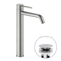 Immagine di Nobili LIVE miscelatore monocomando per bacinella, con scarico 1 1/4" push, finitura inox spazzolato LV00128/16IX