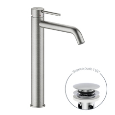 Immagine di Nobili LIVE miscelatore monocomando per bacinella, con scarico 1 1/4" push, finitura inox spazzolato LV00128/16IX