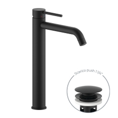 Immagine di Nobili LIVE miscelatore monocomando per bacinella, con scarico 1 1/4" push, colore mora finitura opaco LV00128/16BM