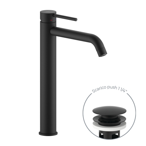 Immagine di Nobili LIVE miscelatore monocomando per bacinella, con scarico 1 1/4" push, colore mora finitura opaco LV00128/16BM