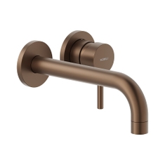 Immagine di Nobili LIVE miscelatore lavabo solo parte esterna monocomando a parete bocca lunga P.20 cm, colore tabacco finitura opaco LV00199/1TA