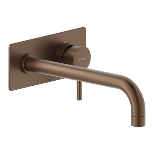 Immagine di Nobili LIVE miscelatore lavabo solo parte esterna monocomando a parete bocca lunga P.25 cm, colore tabacco finitura opaco LV00198/2TA