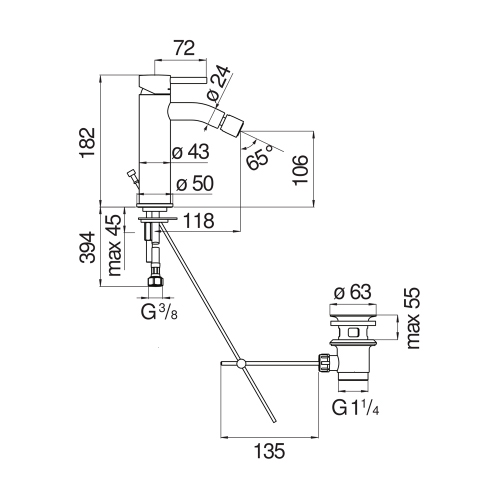 Immagine di Nobili LIVE miscelatore monocomando per bidet, con scarico 1 1/4" con sistema Snap, colore mora finitura opaco LV00119/15BM
