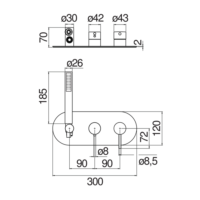 Immagine di Nobili LIVE miscelatore monocomando ad incasso per doccia, a 2 vie, con deviatore, doccetta monogetto e flessibile 150 cm, senza corpo incasso, colore mora finitura opaco WESK100/TBM