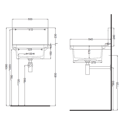 Immagine di Cielo ELLE set con lavabo quadrato 50 cm monoforo e alzatina in ceramica, colore brina finitura opaco, e struttura per lavabo in acciaio, colore nero finitura opaco ELLATBR+ELP50BR+ELSTTNM