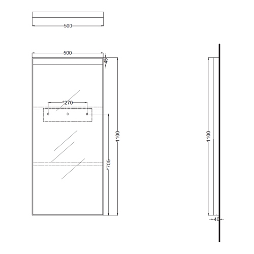 Immagine di Cielo ELLE specchio rettangolare L.50 H.110 cm, profilo colore nero finitura opaco ELSPTNM
