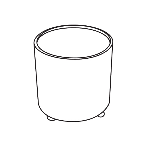 Immagine di Cielo ELLE OTTO TONDO pouf contenitore in Solid Surface, con 4 ruote, senza coperchio, colore bianco finitura opaco ELOTBI