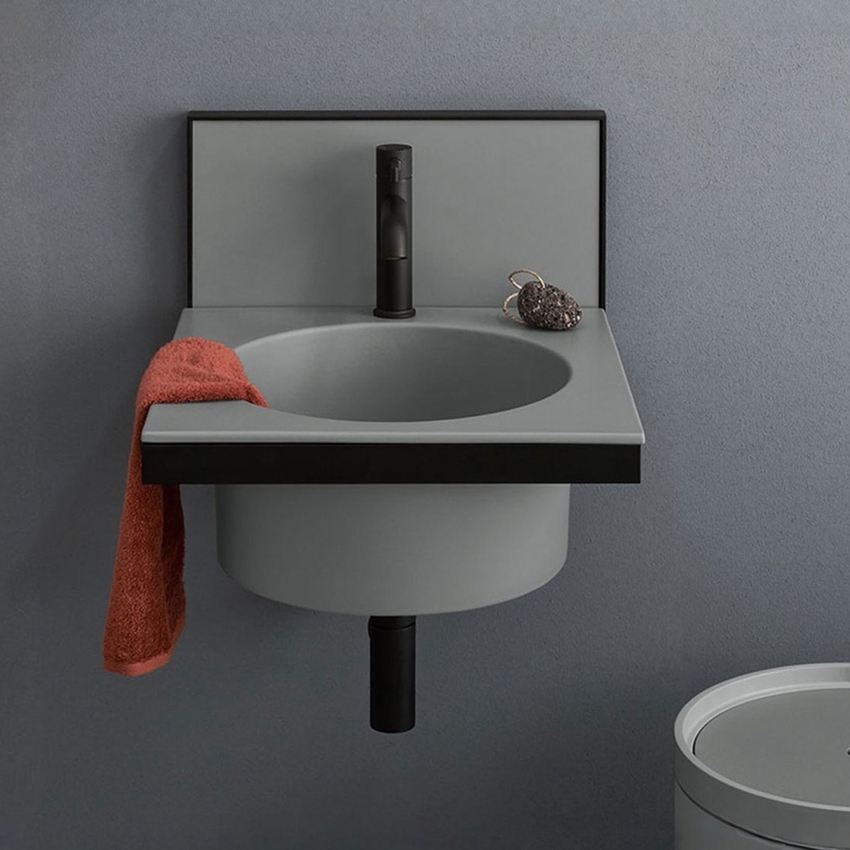 Immagine di Cielo ELLE TONDA lavabo quadrato 50 cm, con foro per rubinetteria, colore brina finitura opaco ELLATBR