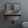 Cielo ELLE set con lavabo quadrato 50 cm monoforo e alzatina in ceramica, colore brina finitura opaco, e struttura per lavabo in acciaio, colore nero finitura opaco ELLATBR+ELP50BR+ELSTTNM