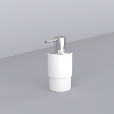 Immagine di Cielo ELLE dispenser sapone in Solid Surface colore bianco, erogatore metallico finitura cromo ACDICR