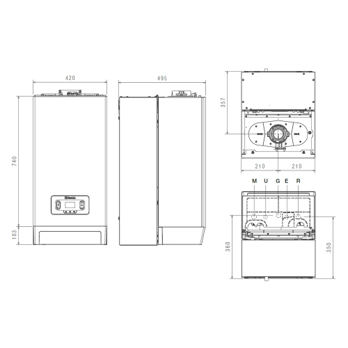 Immagine di Beretta MYNUTE BOILER EVO X 25B caldaia combinata a condensazione, con accumulo sanitario bi-tank da 30 litri 20222588