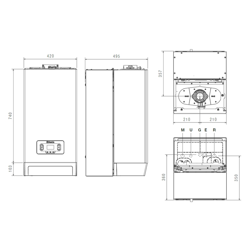 Immagine di Beretta MYNUTE BOILER EVO X 25B caldaia combinata a condensazione, con accumulo sanitario bi-tank da 30 litri 20222588