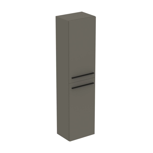 Immagine di Ideal Standard I.LIFE B mobile a colonna L.40 H.160 P.30 cm, anta a chiusura ammortizzata reversibile, con 5 ripiani interni di cui 4 di vetro, colore grigio quarzo finitura opaco T5260NG