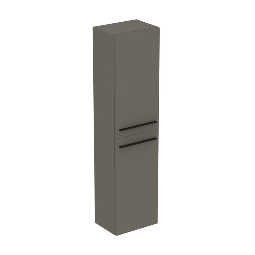 Immagine di Ideal Standard I.LIFE B mobile a colonna L.40 H.160 P.30 cm, anta a chiusura ammortizzata reversibile, con 5 ripiani interni di cui 4 di vetro, colore grigio quarzo finitura opaco T5260NG