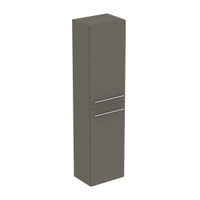 Immagine di Ideal Standard I.LIFE B mobile a colonna L.40 H.160 P.30 cm, anta a chiusura ammortizzata reversibile, con 5 ripiani interni di cui 4 di vetro, colore grigio quarzo finitura opaco T5260NG