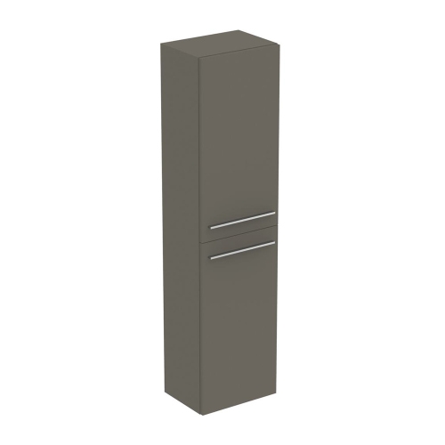 Immagine di Ideal Standard I.LIFE B mobile a colonna L.40 H.160 P.30 cm, anta a chiusura ammortizzata reversibile, con 5 ripiani interni di cui 4 di vetro, colore grigio quarzo finitura opaco T5260NG