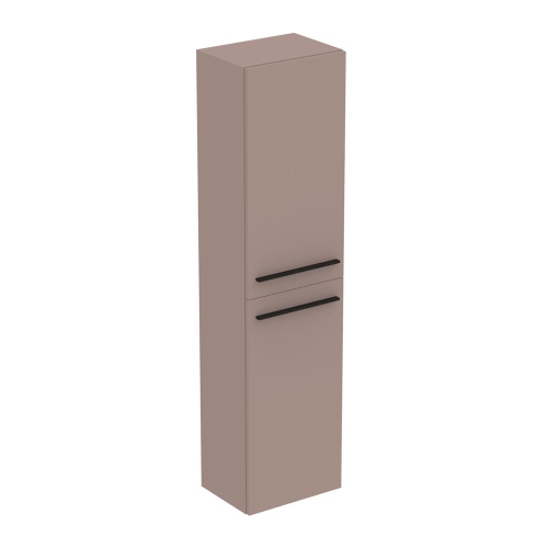 Immagine di Ideal Standard I.LIFE B mobile a colonna L.40 H.160 P.30 cm, anta a chiusura ammortizzata reversibile, con 5 ripiani interni di cui 4 di vetro, colore greige finitura opaco T5260NH