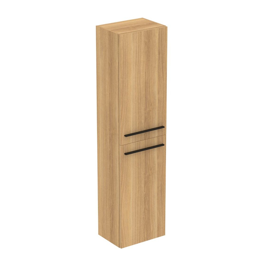 Immagine di Ideal Standard I.LIFE B mobile a colonna L.40 H.160 P.30 cm, anta a chiusura ammortizzata reversibile, con 5 ripiani interni di cui 4 di vetro, finitura quercia chiara T5260NX