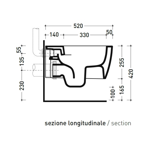 Immagine di Flaminia PLAY vaso sospeso P.52 cm, con sistema goclean®, senza sedile, colore bianco finitura lucido PY118G